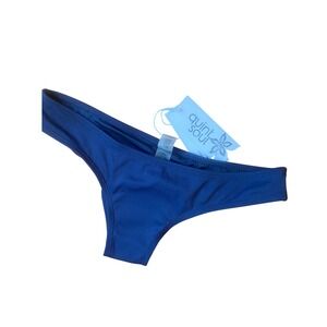 Quint Soul White Label Navy Blue Ribbed Bikini Bottom Low Rise Cheeky NWT XS
